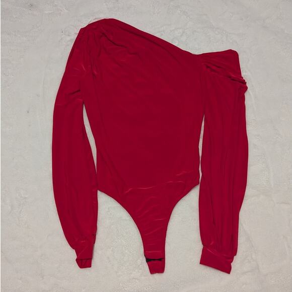 J Uptown Red Shoulder Down Women's Bodysuit Size S - Picture 1 of 5
